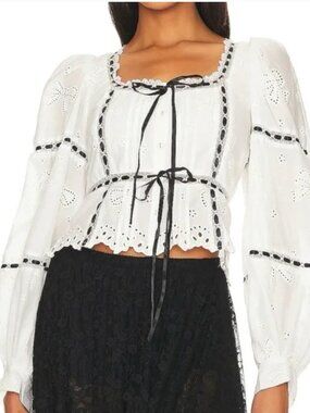 ISO in XS: For Love & Lemons White Bow Eyelet Rowan Top
